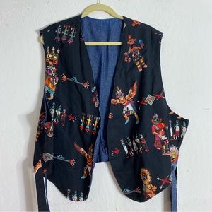 Indigenous Art Print Vest by Joby Design size XXL Made in USA